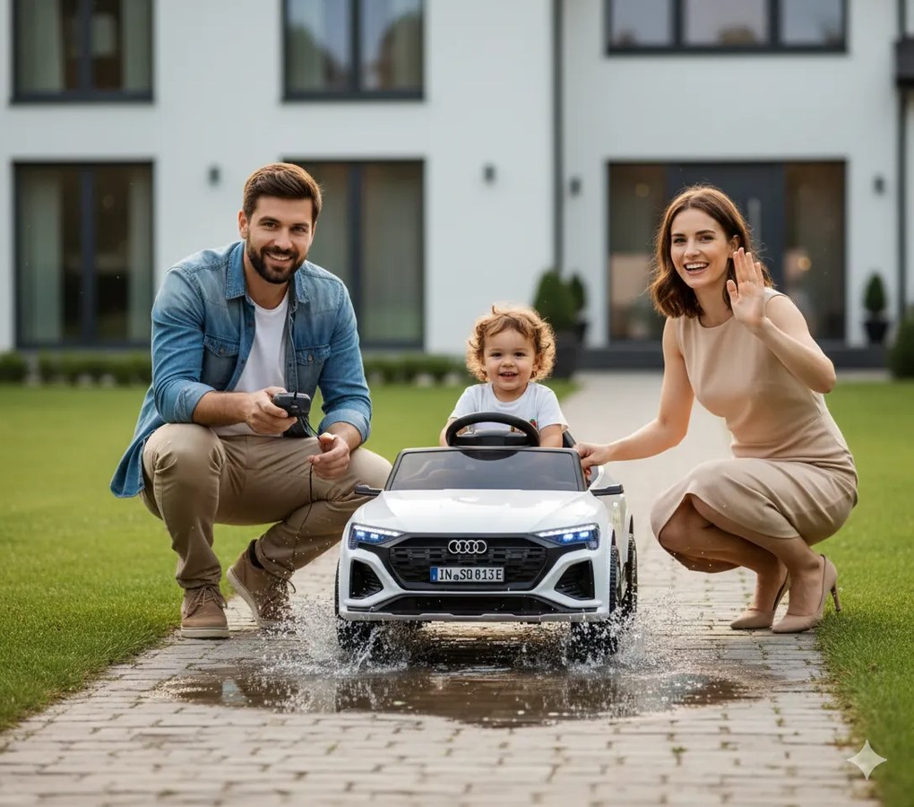 Macchina Elettrica per Bambini 12V Licenza Ufficiale Audi SQ8 E-Tron con Telecomando e Sedile Pelle Bianco...