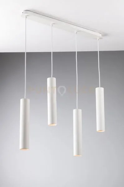 Lampadario a sospensione fluke tonda bianca 4 luci attacco gu10 68x...