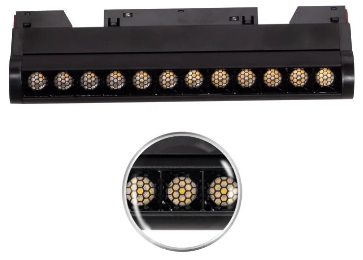 Faro LED Lineare 12W Magnetico, 24cm, CRI92, UGR16, Nero 48V OSRAM LED Colore  Bianco Naturale 4.000K