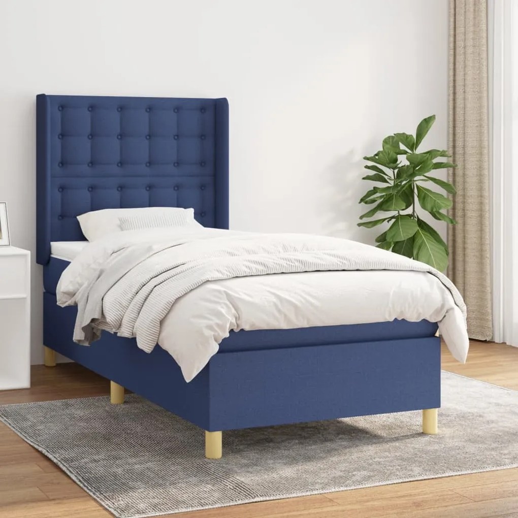 Giroletto A Molle Con Materasso Blu 100x200 Cm İn Tessuto /