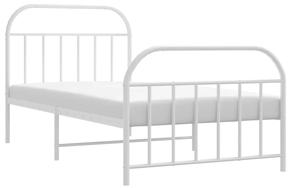 Giroletto con testiera e pediera metallo bianco 107x203 cm