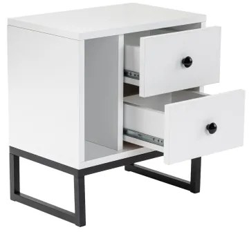 Comodino GLIMMER 50x45,2 cm bianco/nero