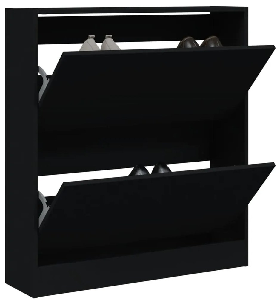 Scarpiera Nera 80x21x87,5 Cm İn Legno Multistrato /