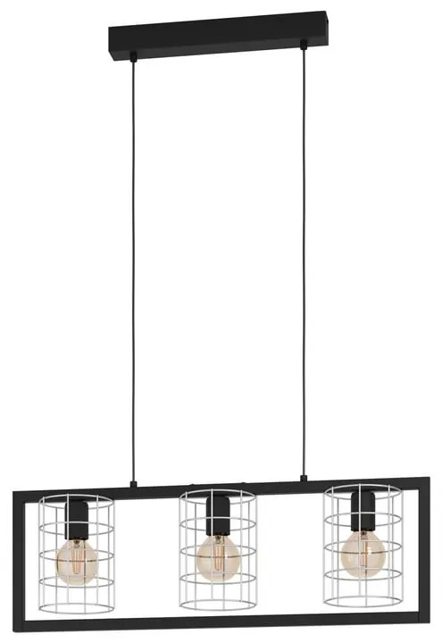 Lampadario Moderno Jubily nero paralume grigio zincato 3x E27 EGLO