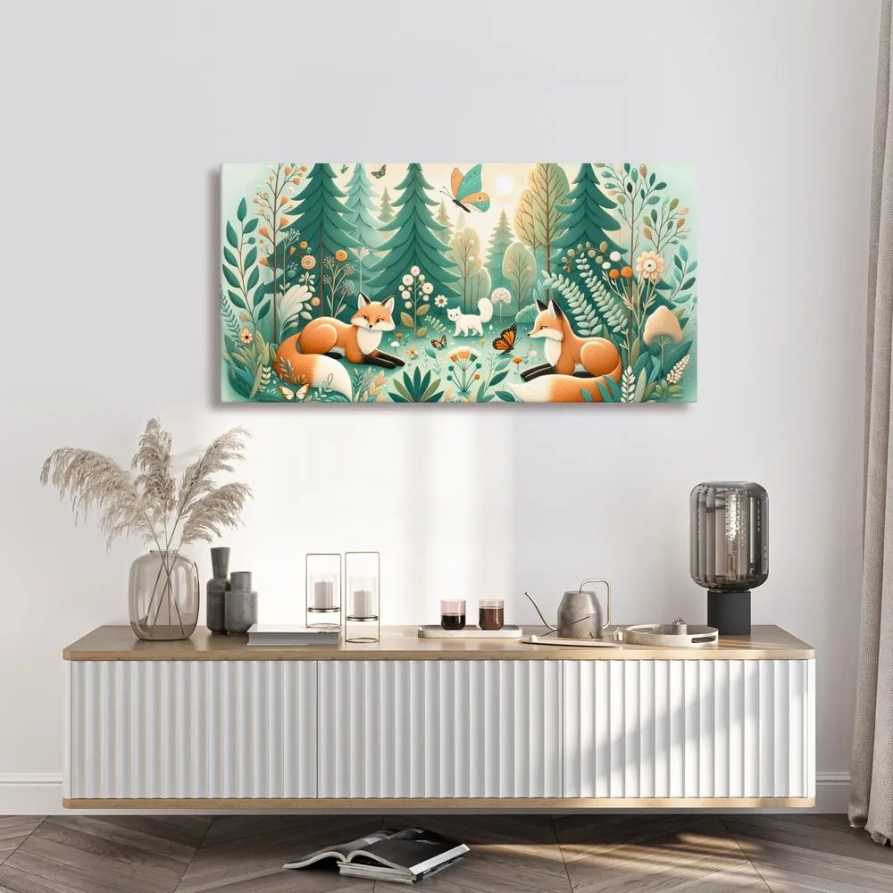 Quadro su tela – Volpi e farfalle nella natura