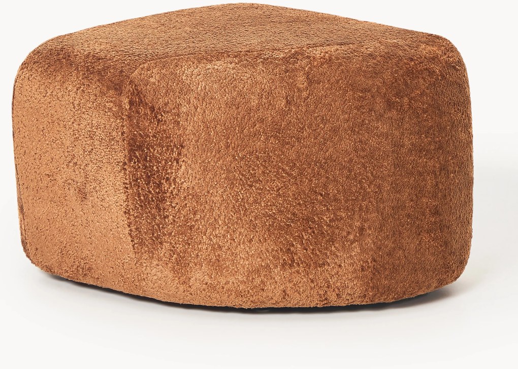 Pouf ovale in teddy bouclé Wolke