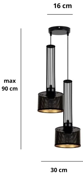 Lampadario a sospensione con filo ELIS 2xE27/60W/230V diametro 30 cm