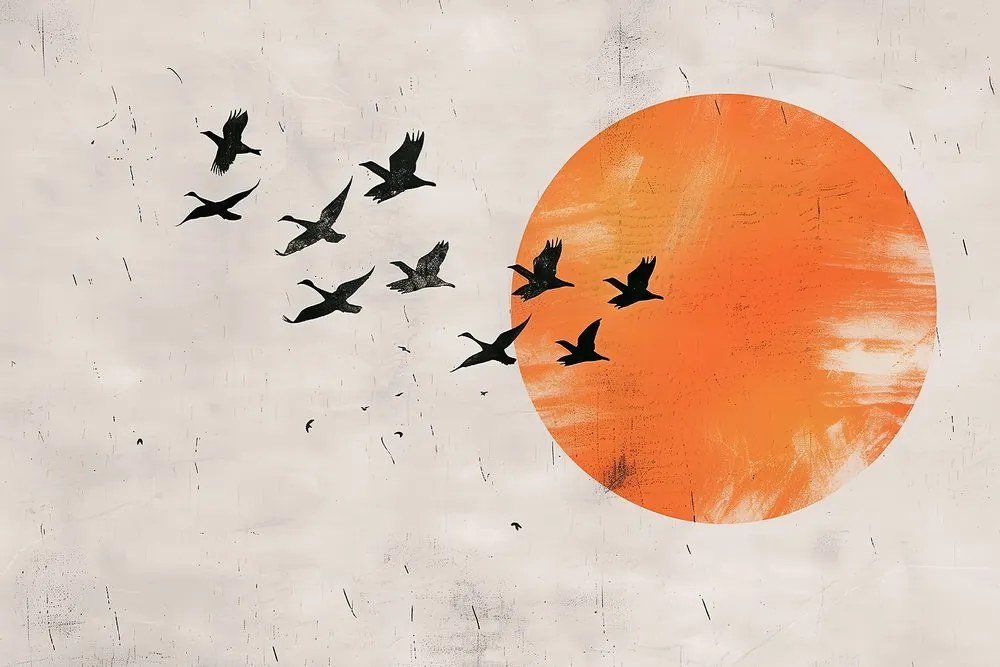 Quadro su tela – Japandi luna arancione