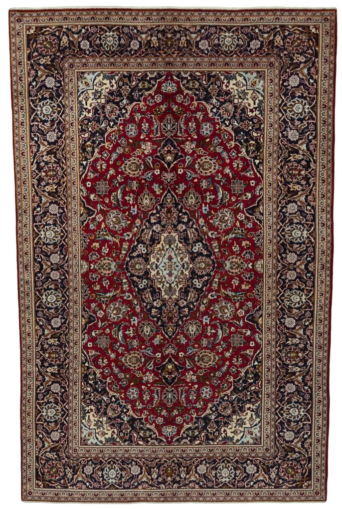 Kashan Tappeto 310x200 Rosso (Iran) Annodato A Mano