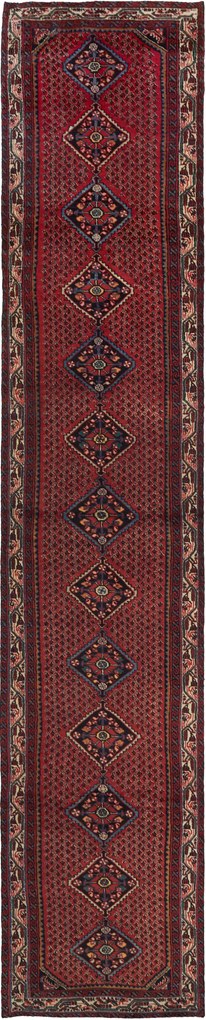 Hamedan Tappeto 440x80 Rosso (Iran) Annodato A Mano