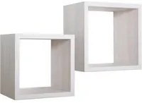 Set 2 Mensole Cubo da Parete Quadrato in Fibra di Legno Q-Bis Maxi Rovere Sbiancato