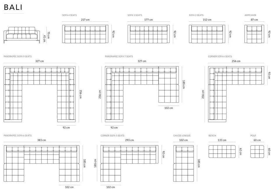 Divano angolare a forma di "U" color mattone Bali - Cosmopolitan Design