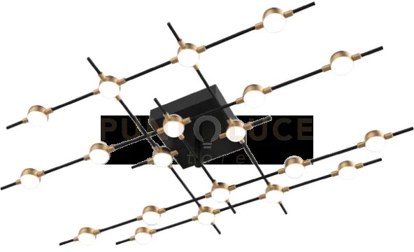 Lampadario a soffitto molecular mx18001067-20abg nero e oro