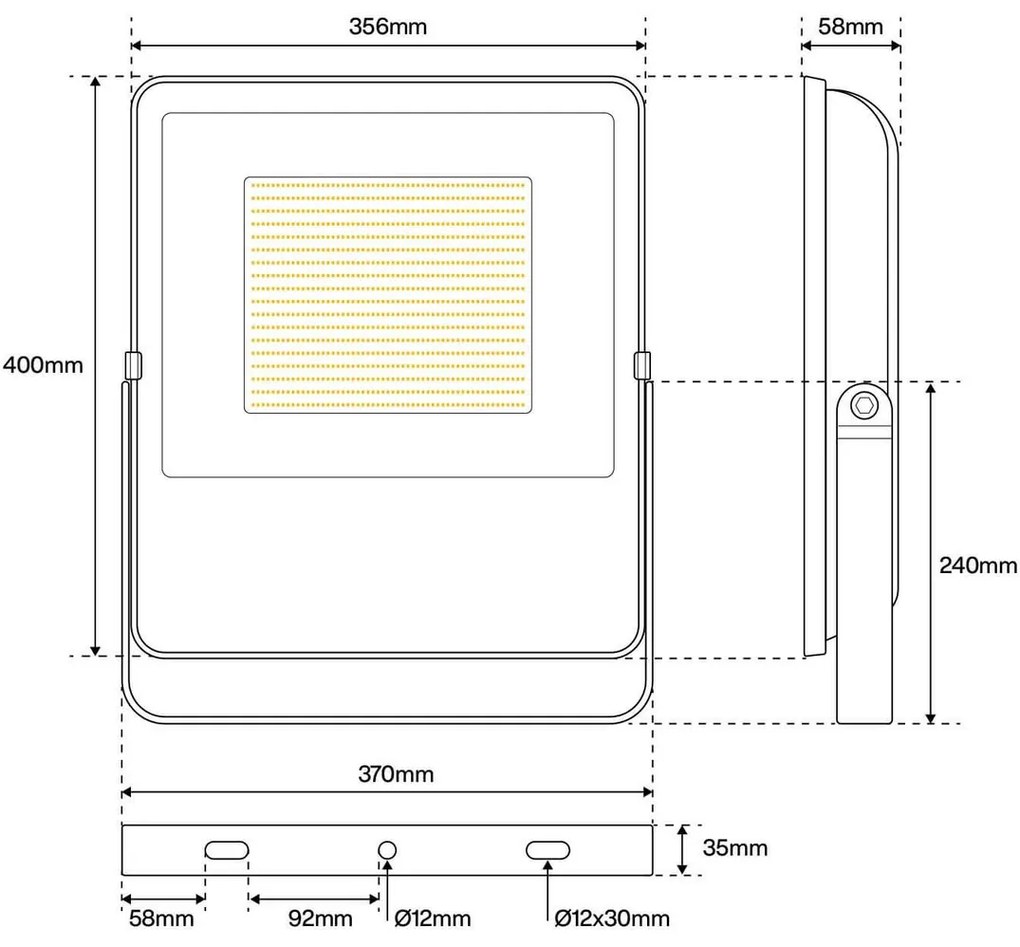 Proiettore LED 200W IP65 145lm/W con Osram chip LED Colore Bianco Naturale 4.000K