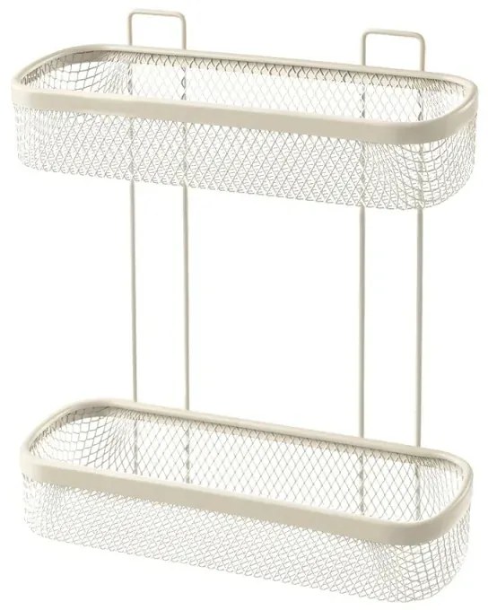 Mensola bagno rettangolare crema in acciaio con 2 ripiani – Taki