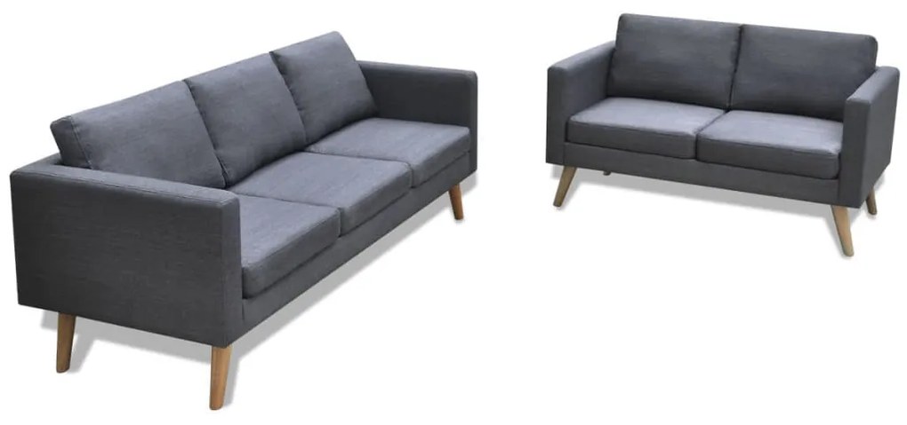 Set Divani A 2 E A 3 Posti İn Tessuto Grigio Scuro /