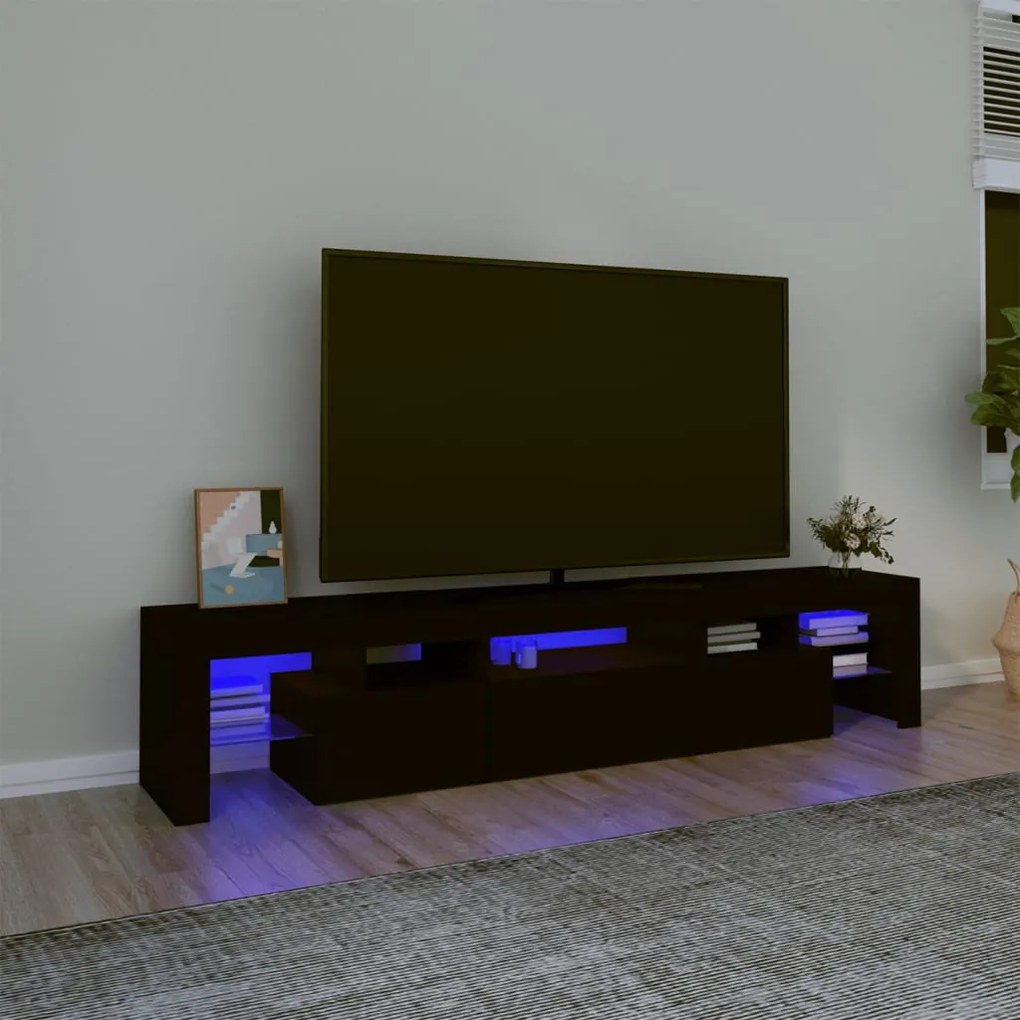 Mobile Porta Tv Con Luci Led Nero 200x36,5x40 Cm /