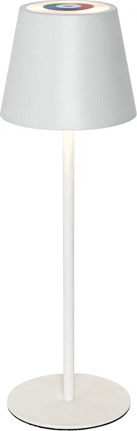 Lampada da tavolo bianca con LED dimmerabile e ricaricabile RGB IP54 - Murdock