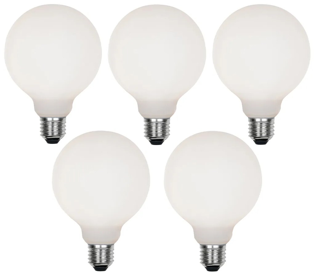 Set di 5 lampadine LED dimmerabili E27 G95 opale 4W 430lm 2200-4000K