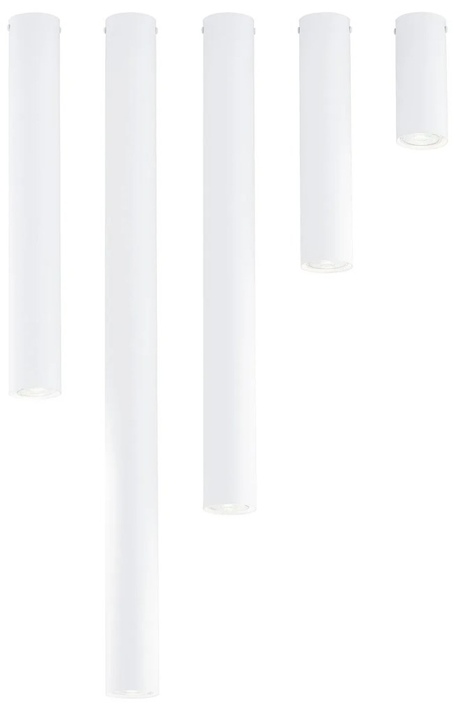 Plafoniera Moderna Faretto Tecno 1 Luce Acciaio Bianco 80 Cm