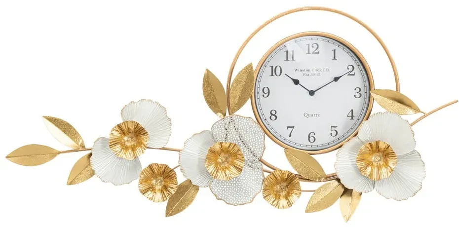 Orologio Da Parete A Forma Di Fiore In Ferro Battuto – Silenzioso, Diamanti Intarsiati, 35 Cm