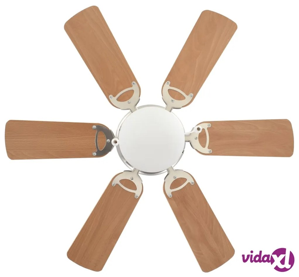 vidaXL Ventilatore da Soffitto Decorato con Luce 82 cm Marrone Chiaro