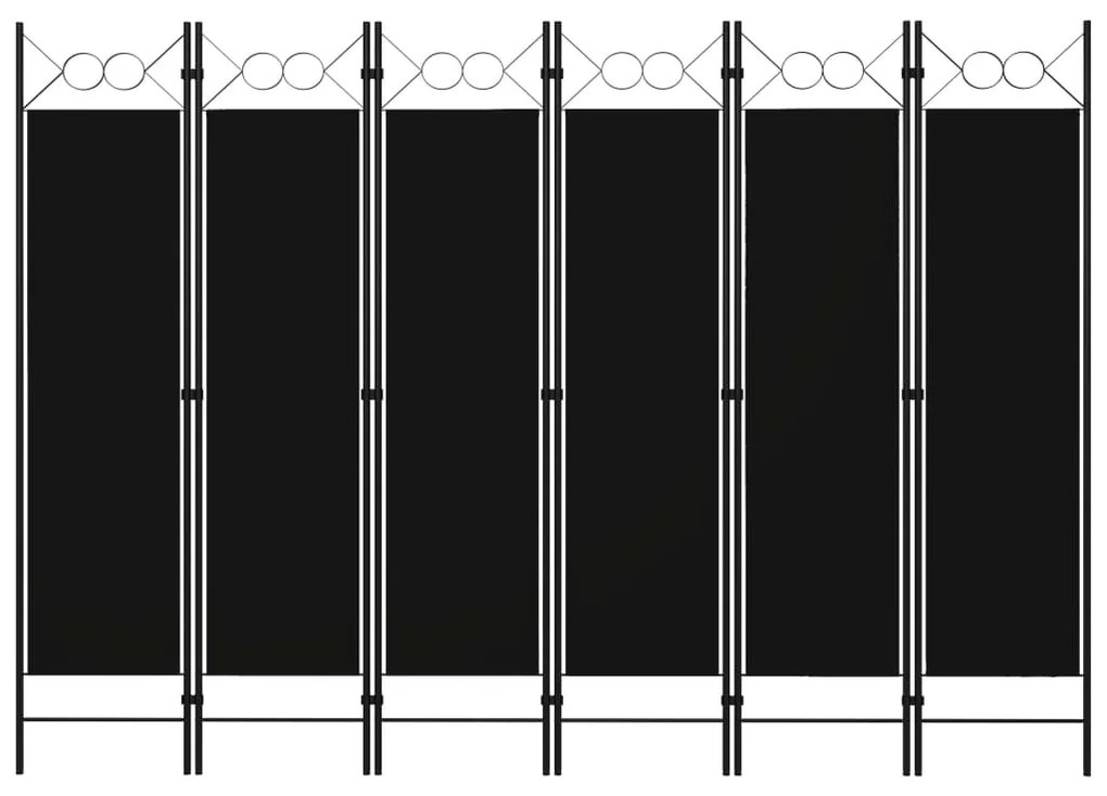 Paravento A 6 Pannelli Nero 240x180 Cm /