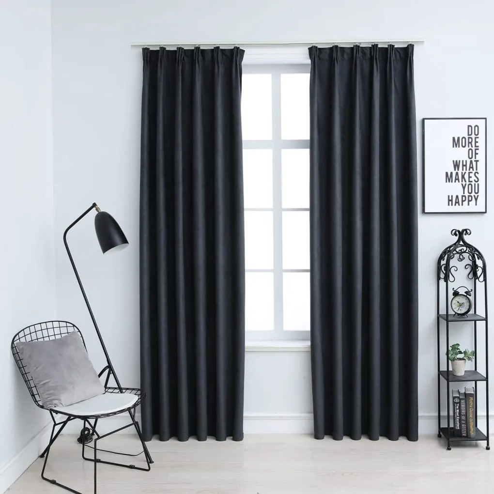 Tende Oscuranti Con Ganci 2 Pz Antracite 140x175 Cm /