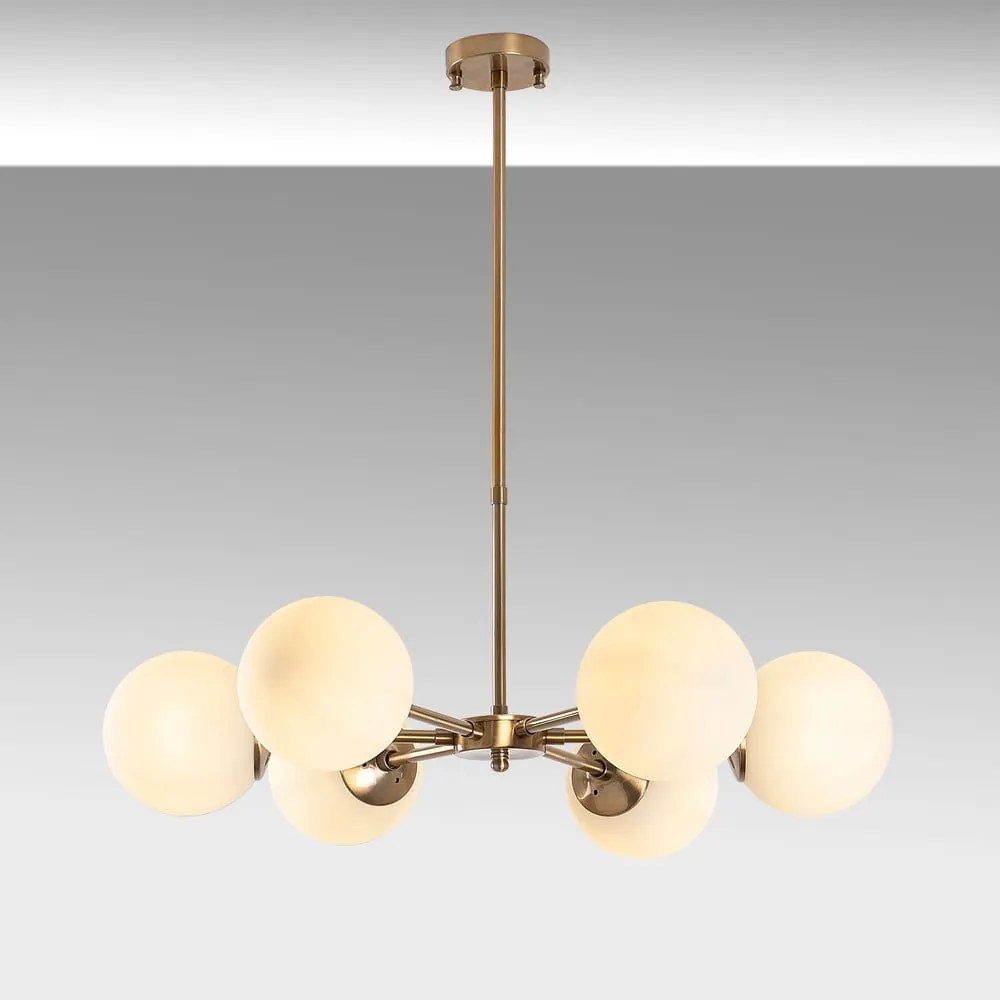 Lampadario bianco/color ottone con paralume in vetro ø 73 cm Akkas – Opviq lights