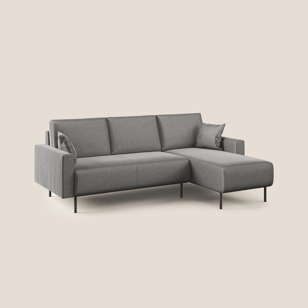 Arthur divano moderno angolare in velluto morbido impermeabile T01 grigio