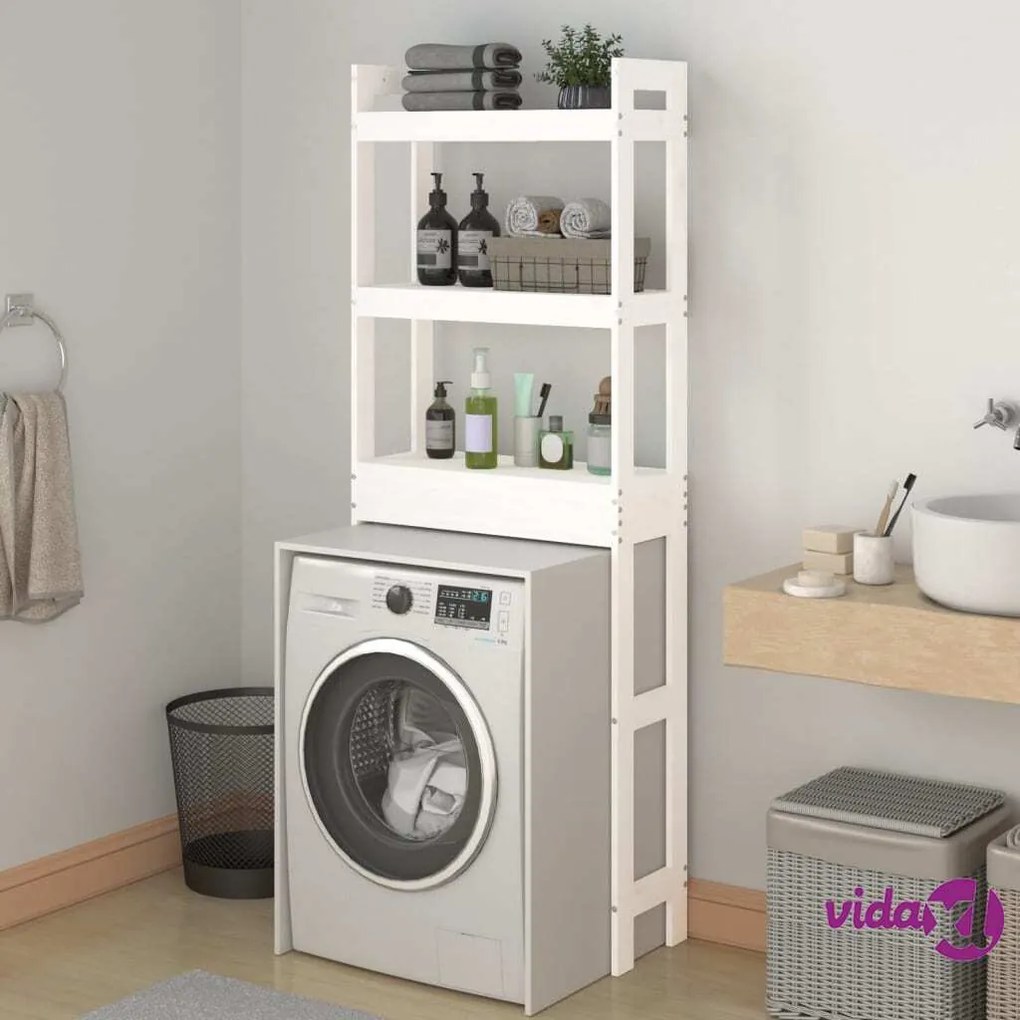 vidaXL Rastrelliera da Bagno Bianca 63x26x171 cm Legno Massello Pino