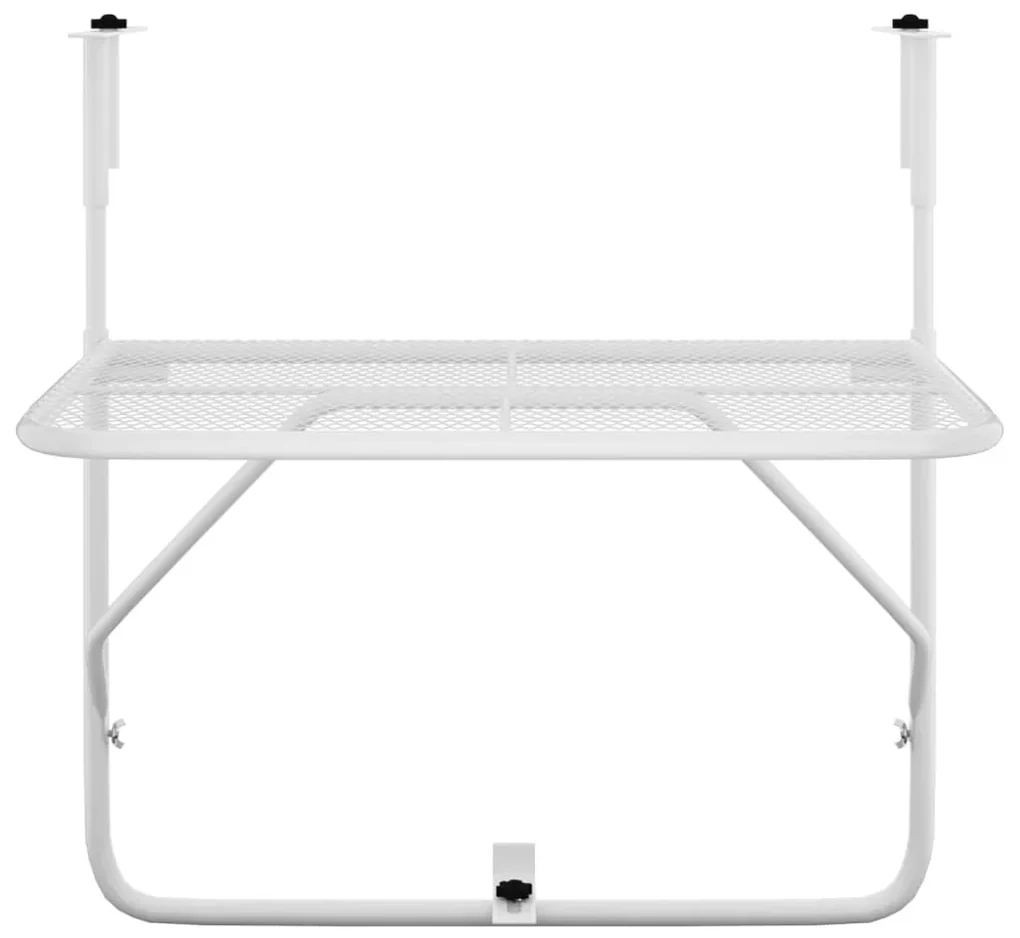 Tavolo da balcone bianco 60x40 cm in acciaio