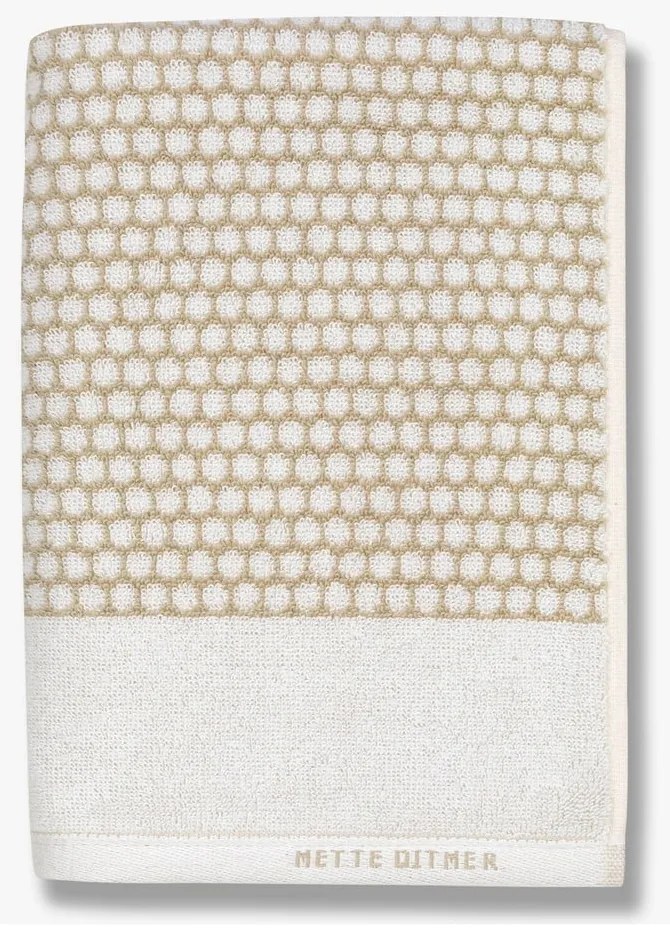 Asciugamano in cotone bianco e beige 50x100 cm Grid - Mette Ditmer Denmark