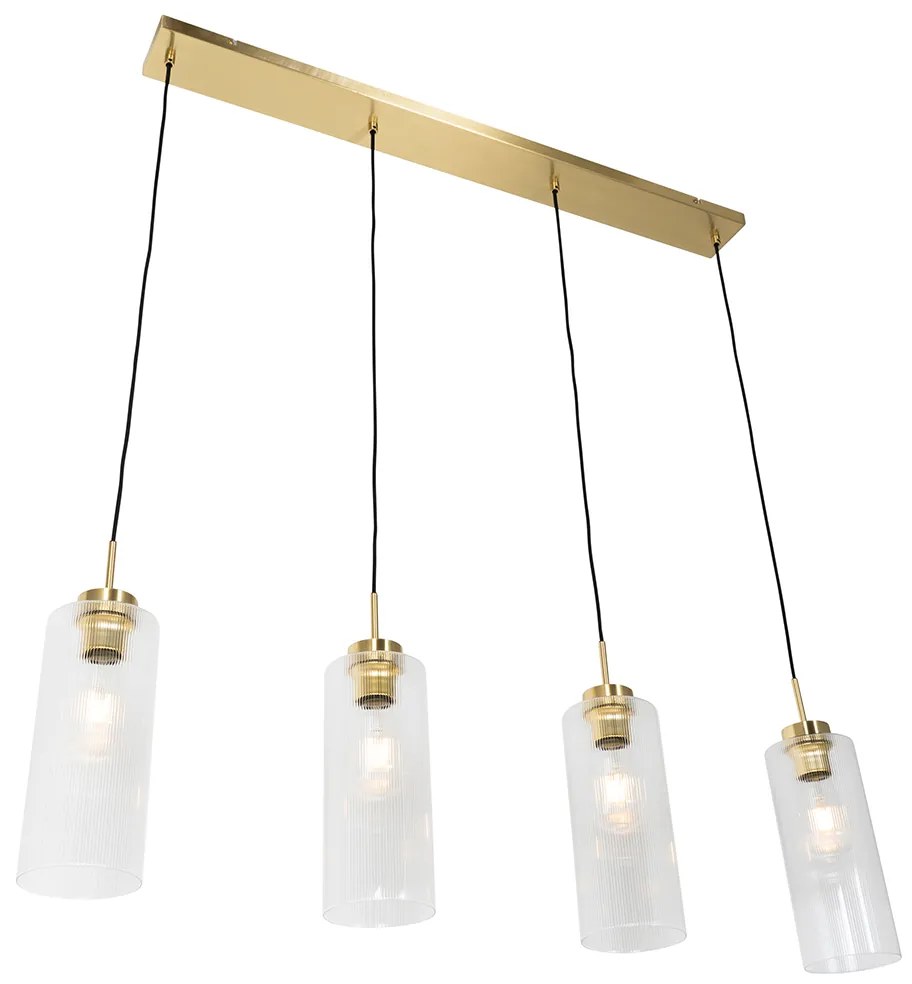 Lampada a sospensione Art Déco oro con vetro 4 luci - Laura
