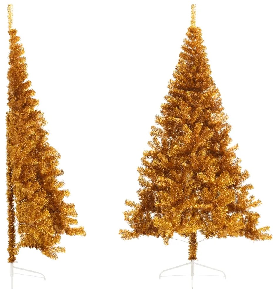 Albero Di Natale Artificiale A Metà Con Supporto Oro 210 Cm Pet /