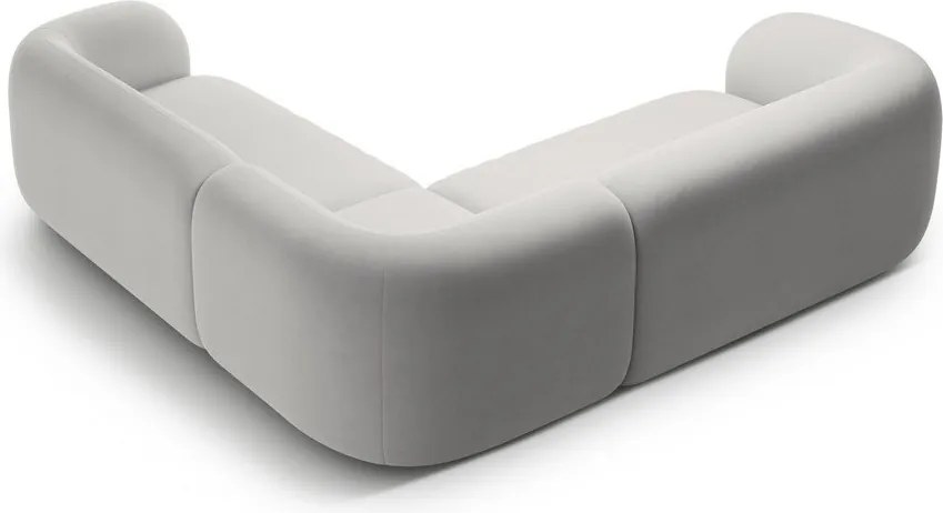 Divano angolare grigio chiaro con rivestimento in velluto Kate – Micadoni