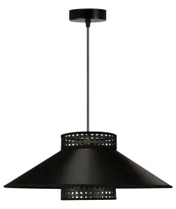 Duolla - Lampadario a sospensione con filo RIO RATTAN 1xE27/15W/230V diametro 45 cm nero/oro
