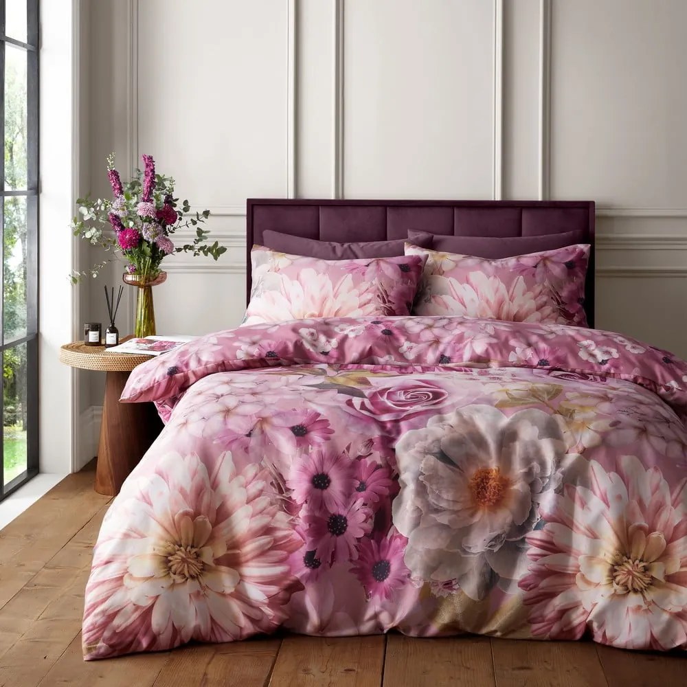 Set copripiumino e federa rosa per letto singolo 135x200 cm Rosemoor Floral – RHS