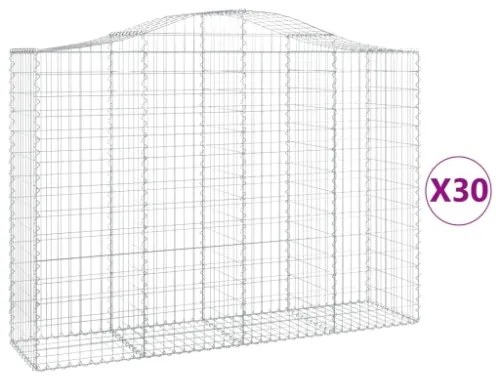 Cesti Gabbioni ad Arco 30 pz 200x50x140/160 cm Ferro Zincato