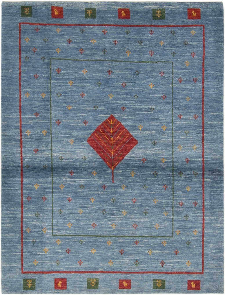 Gabbeh Tappeto 160x210 Blu (Iran) Annodato A Mano