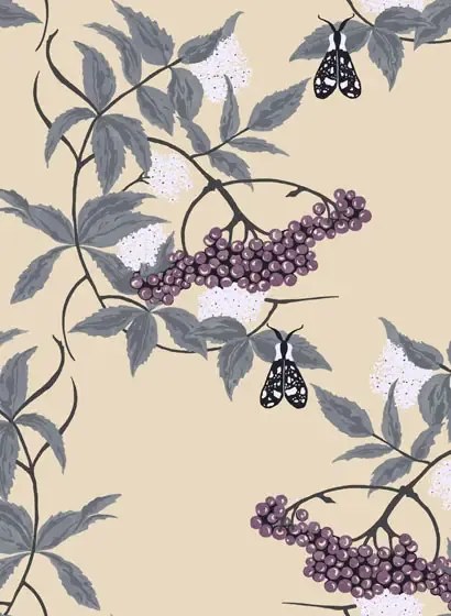 Ailanto Carta da parati Sambuco - Violet & Sea Green