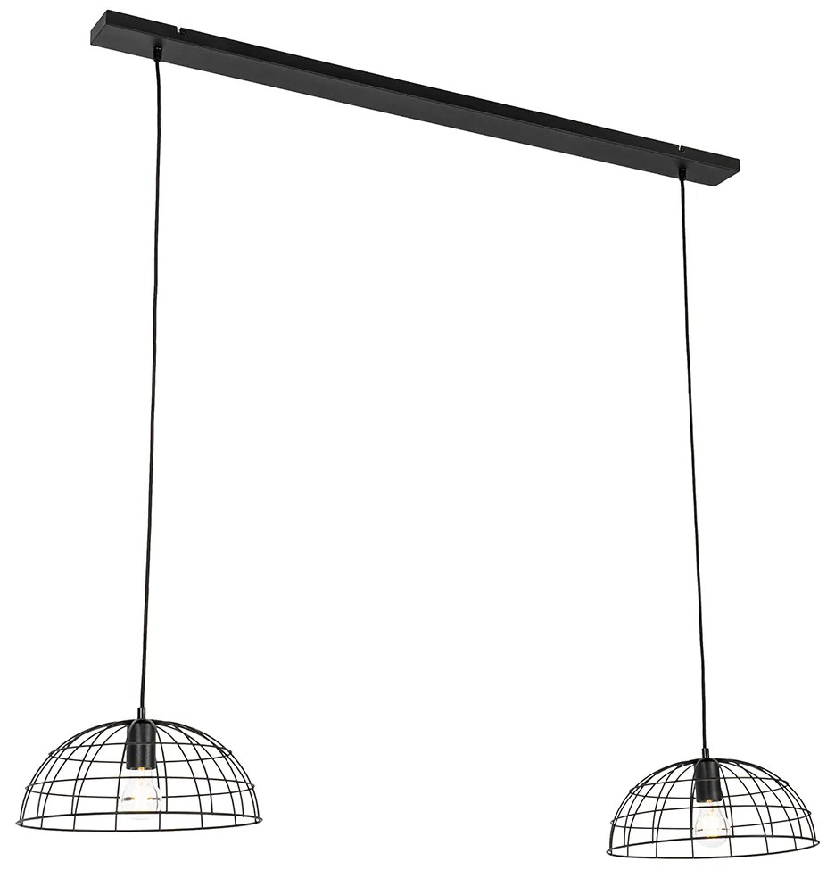 Lampada a sospensione industriale nera 2 luci - Hanze