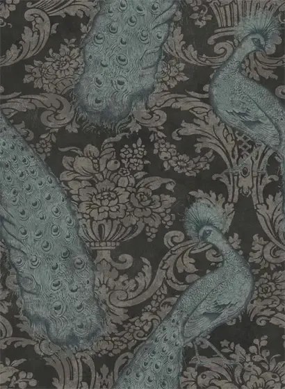 Cole & Son Carta da parati Byron - Teal/ Graphite
