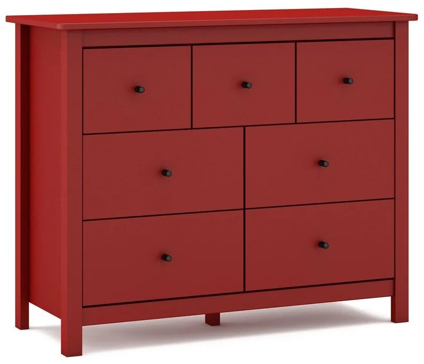 Cassettiera bassa rossa in legno di pino 110x80 cm Misti - Marckeric