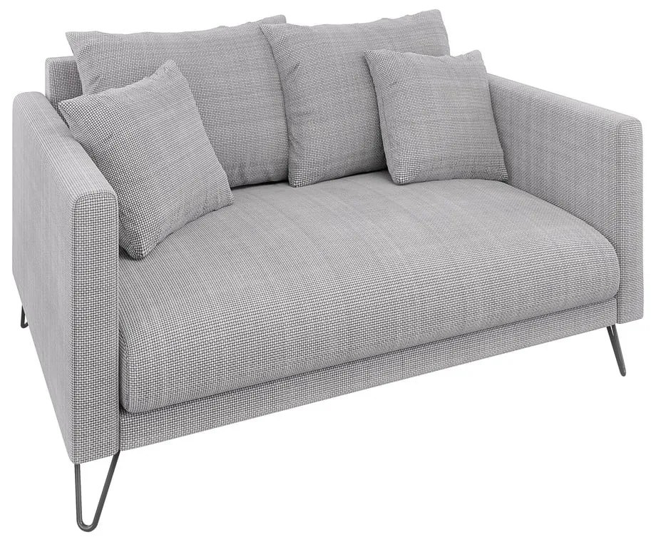 Divano grigio chiaro con rivestimento in ciniglia 140 cm Freya – Ropez