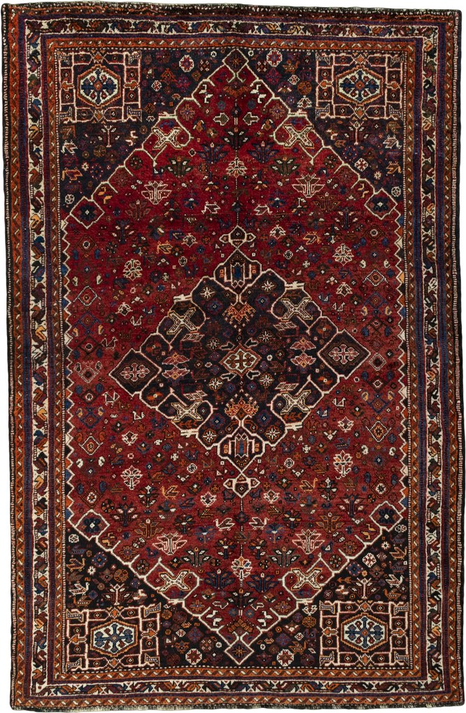 Shiraz Tappeto 260x170 Rosso (Iran) Annodato A Mano