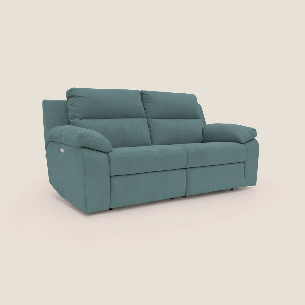 Romeo Divano relax con recliner elettrico in morbido tessuto impermeabile T02 petrolio
