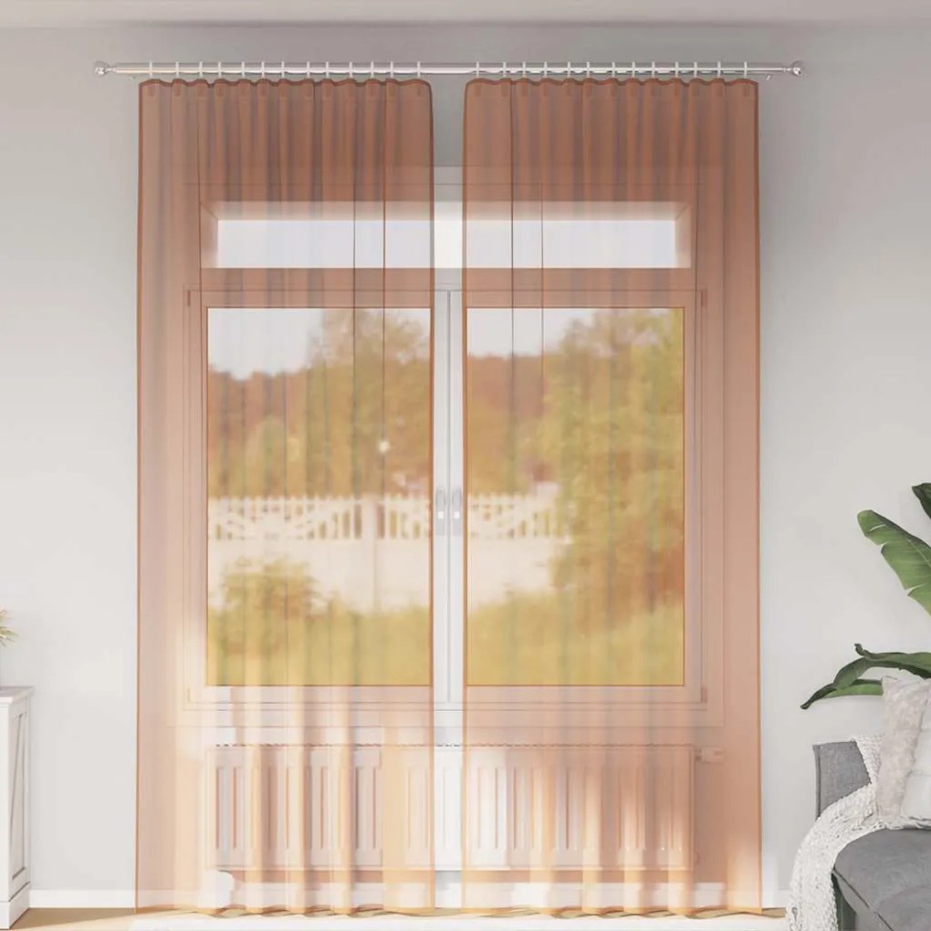 Tende İn Voile Con Passanti 2 Pz Terracotta 140x260 Cm /