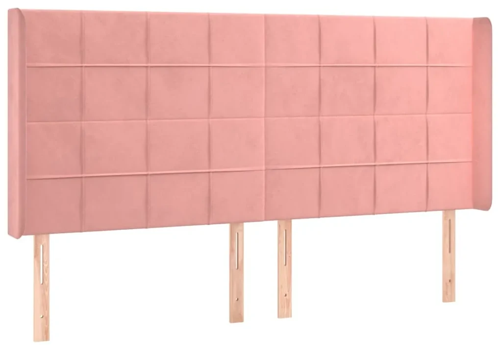 Testiera ad orecchio rosa 163x16x118/128 cm in velluto