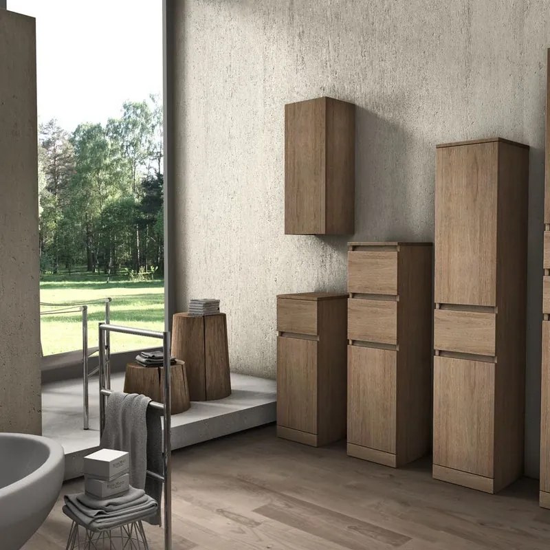 Colonna per mobile bagno Elise BADEN HAUS 1 cassetto 2 ante P 33.5 x L 30 x H 156 cm rovere